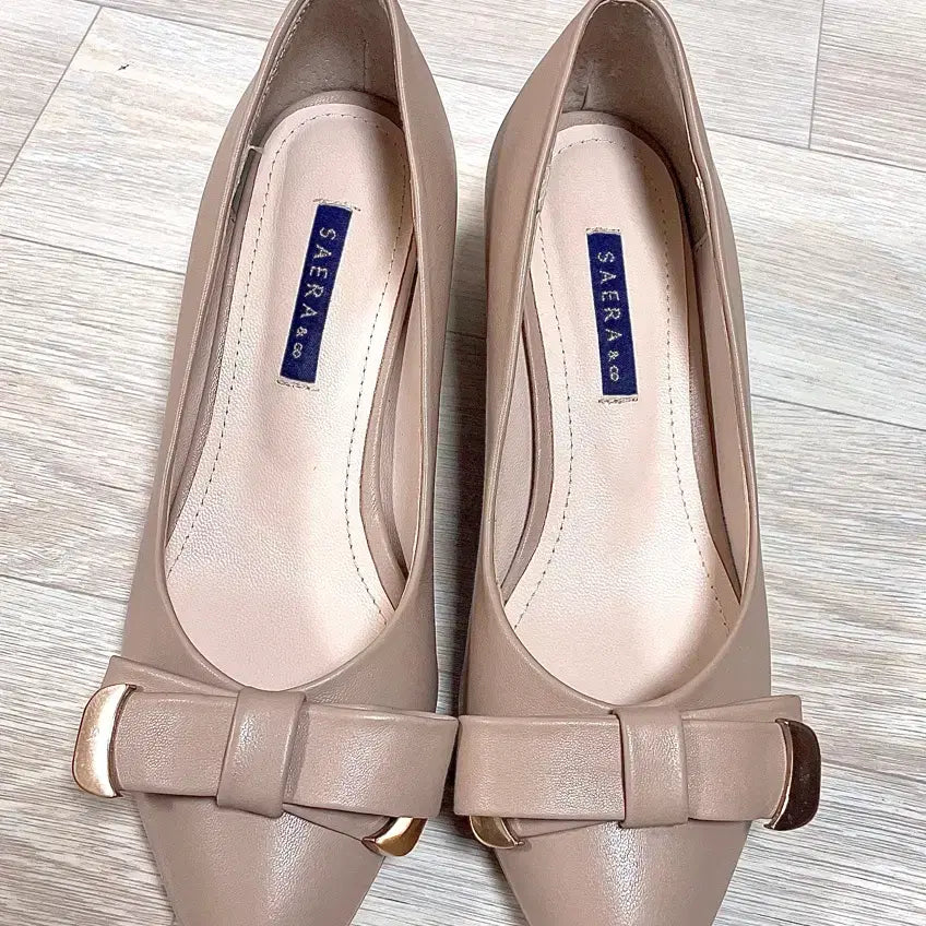 [BUNJANG] SAERA Pink Beige Leather Heels - 235 - 5cm / [새상품] 백화점 세라 SAERA 핑크베이지 235 5cm 구두