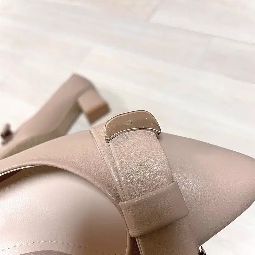 [BUNJANG] SAERA Pink Beige Leather Heels - 235 - 5cm / [새상품] 백화점 세라 SAERA 핑크베이지 235 5cm 구두