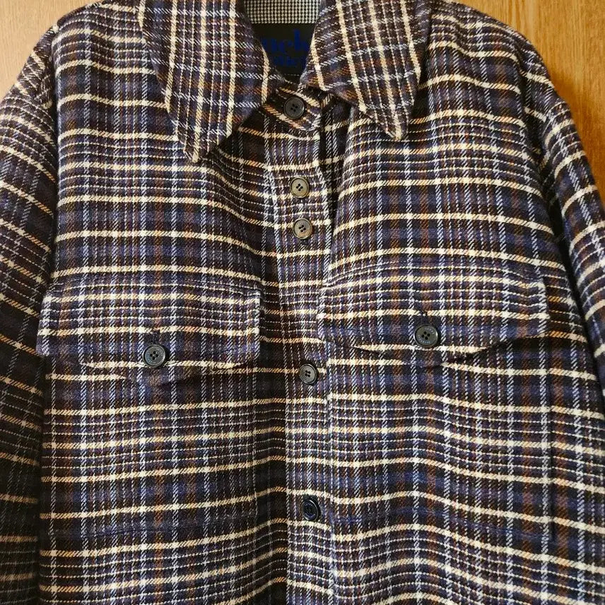 [BUNJANG] Lucky Chouette Check Mix Long Coat / 럭키슈에뜨 체크 MIX 셔츠형 롱 코트