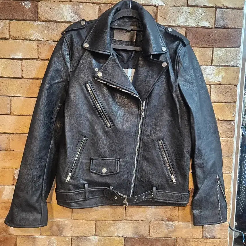 [BUNJANG] Dress Volume Black Leather Rider Jacket / 드레스볼륨 블랙 레더 라이더 자켓