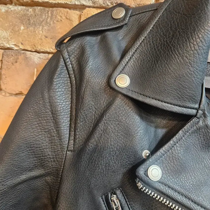 [BUNJANG] Dress Volume Black Leather Rider Jacket / 드레스볼륨 블랙 레더 라이더 자켓