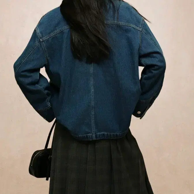 [BUNJANG] H&M Denim Safari Jacket with Corduroy Collar / H&M 데님 사파리 자켓 코듀로이 카라