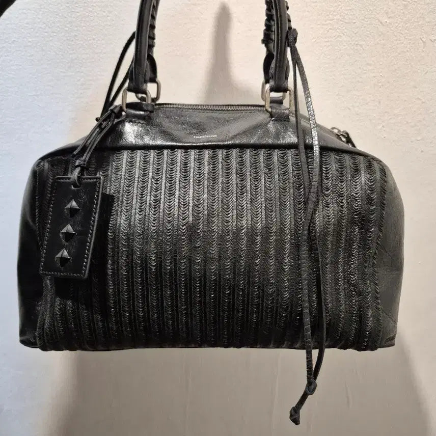 [BUNJANG] LOUGE &amp; LOUNGE Black Leather Tote Bag / 루즈앤라운지  블랙 레더 토트백