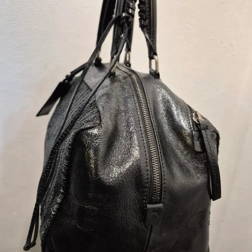 [BUNJANG] LOUGE &amp; LOUNGE Black Leather Tote Bag / 루즈앤라운지  블랙 레더 토트백