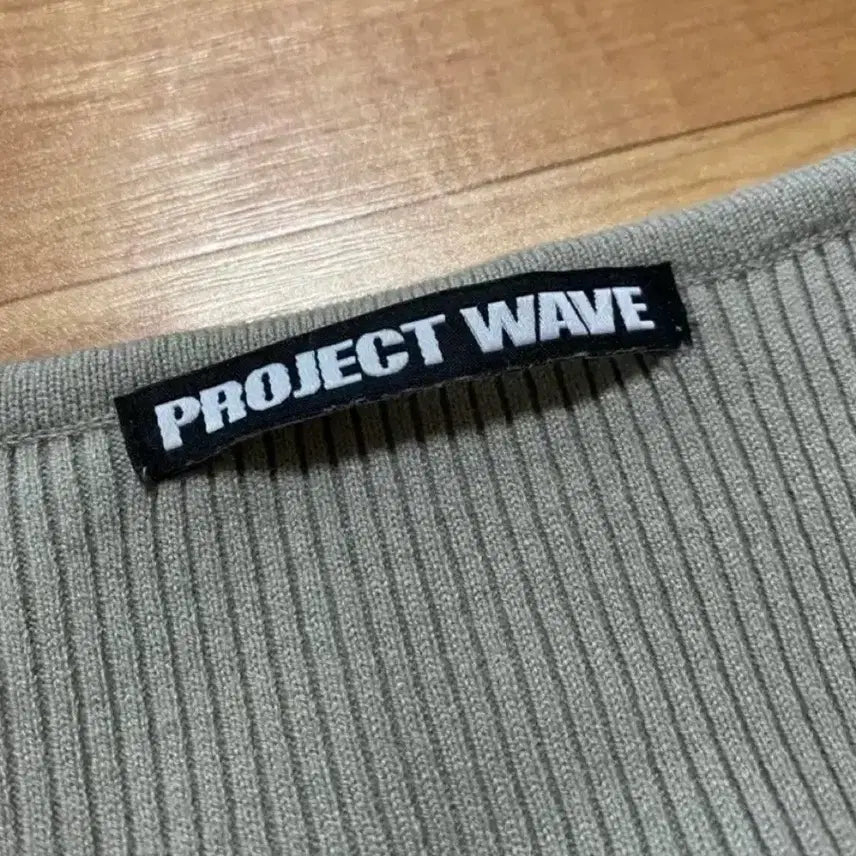 [BUNJANG] Project Wave Gray Ribbed Slim Fit Halter Neck Long Sleeve Knit Top / 프로젝트웨이브 그레이 회색 골지 슬림핏 홀터넥 긴팔 니트 티