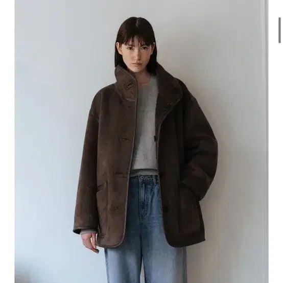 [BUNJANG] Tenue Brown Suede Lined Shearling Jacket / 테누브 브라운 무스탕 자켓 코트