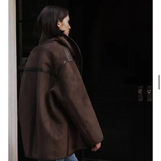 [BUNJANG] Tenue Brown Suede Lined Shearling Jacket / 테누브 브라운 무스탕 자켓 코트