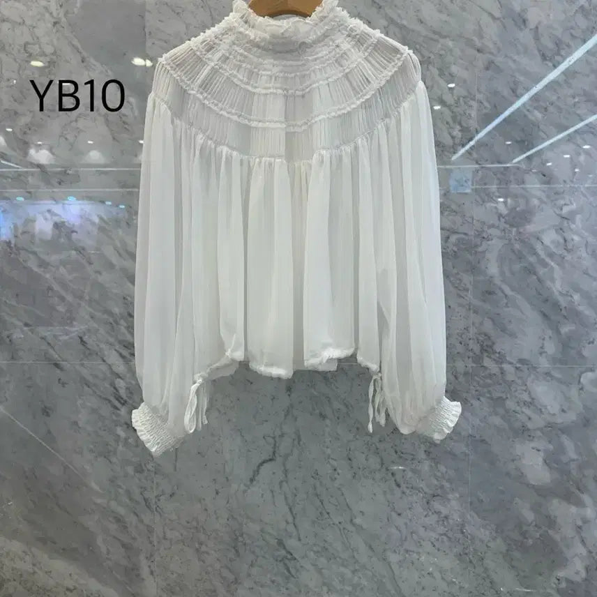 [SOLD OUT] js뉴욕스타일신상(당일발송)스모크 셔링 밑단 스트링리본끈 블라우스
