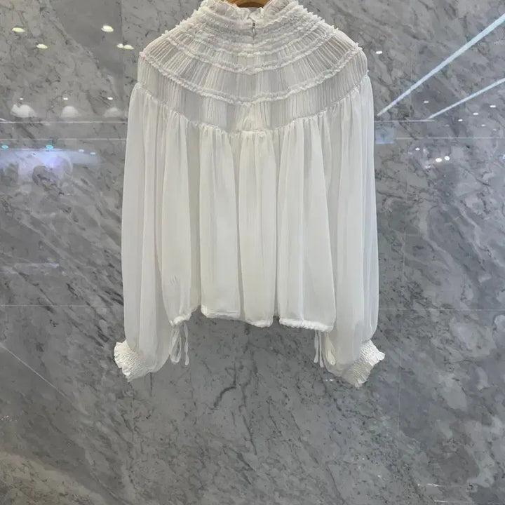 [SOLD OUT] js뉴욕스타일신상(당일발송)스모크 셔링 밑단 스트링리본끈 블라우스