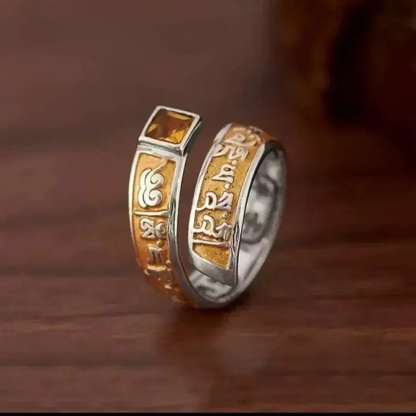 [BUNJANG] Buddhist Six-Syllable Mantra Ring / 불교 6자진언 명상 재물 운수 부적 반지