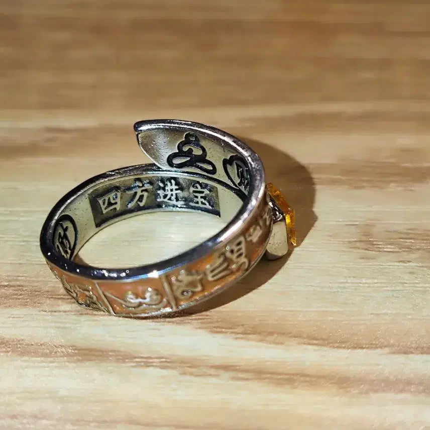 [BUNJANG] Buddhist Six-Syllable Mantra Ring / 불교 6자진언 명상 재물 운수 부적 반지