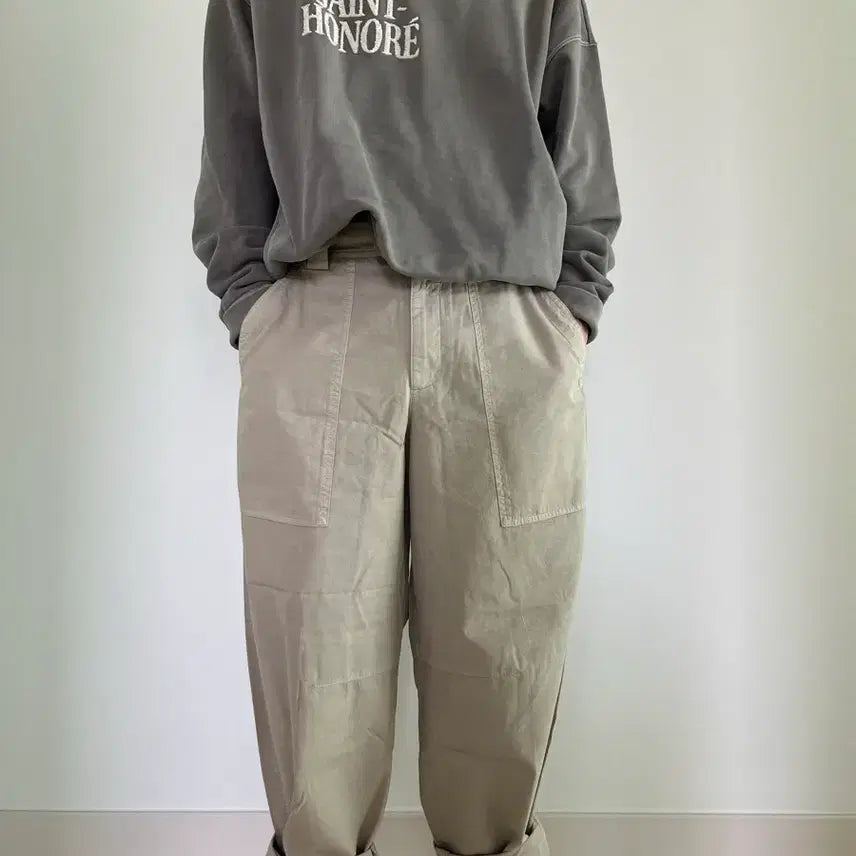 [BUNJANG] Closed Ranon Beige Barrel Leg Curved Pants / 클로즈드 라논 베이지 배럴레그 커브드 팬츠 31~32