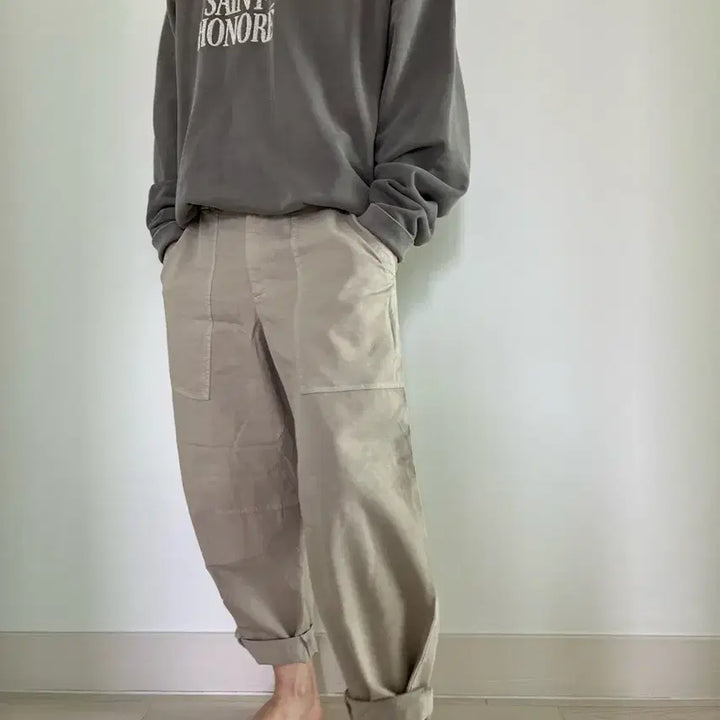 [BUNJANG] Closed Ranon Beige Barrel Leg Curved Pants / 클로즈드 라논 베이지 배럴레그 커브드 팬츠 31~32