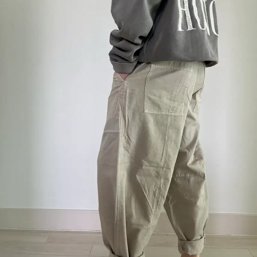 [BUNJANG] Closed Ranon Beige Barrel Leg Curved Pants / 클로즈드 라논 베이지 배럴레그 커브드 팬츠 31~32