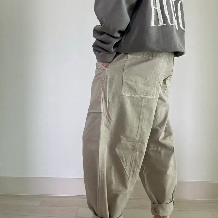 [BUNJANG] Closed Ranon Beige Barrel Leg Curved Pants / 클로즈드 라논 베이지 배럴레그 커브드 팬츠 31~32