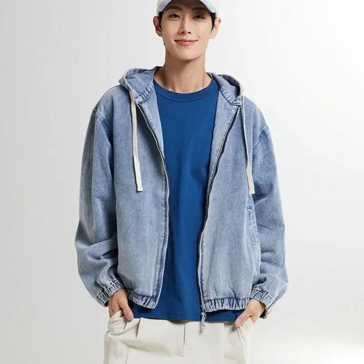 [BUNJANG] Spao Denim Hooded Zip-Up Jacket Blue / 새제품XL) 스파오 데님 후드 집업 점퍼 블루 SPJED49C02