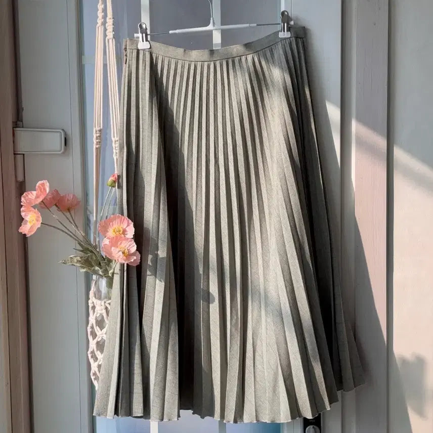 [BUNJANG] Vintage Gray Pleated Long Skirt / [빈티지] 그레이 플리츠 롱 스커트 - 옷장정리