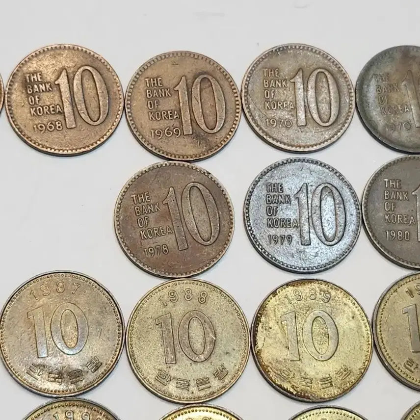 [BUNJANG] Korean Coin Collection 10 Won (1966-2006) / 옛날동전, 구형 십원 줄세우기 66년~