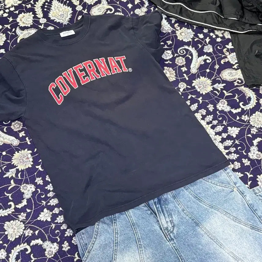 [BUNJANG] Covernat Navy Short Sleeve T-shirt / 커버낫 반팔