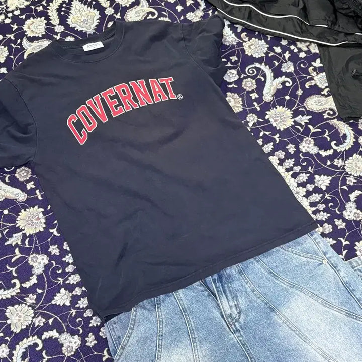 [BUNJANG] Covernat Navy Short Sleeve T-shirt / 커버낫 반팔