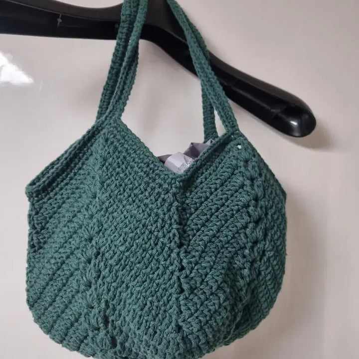 [BUNJANG] Handmade Knitted Bag Green / 핸드메이드 뜨개 가방 그린 27.20 정도 오차가능
