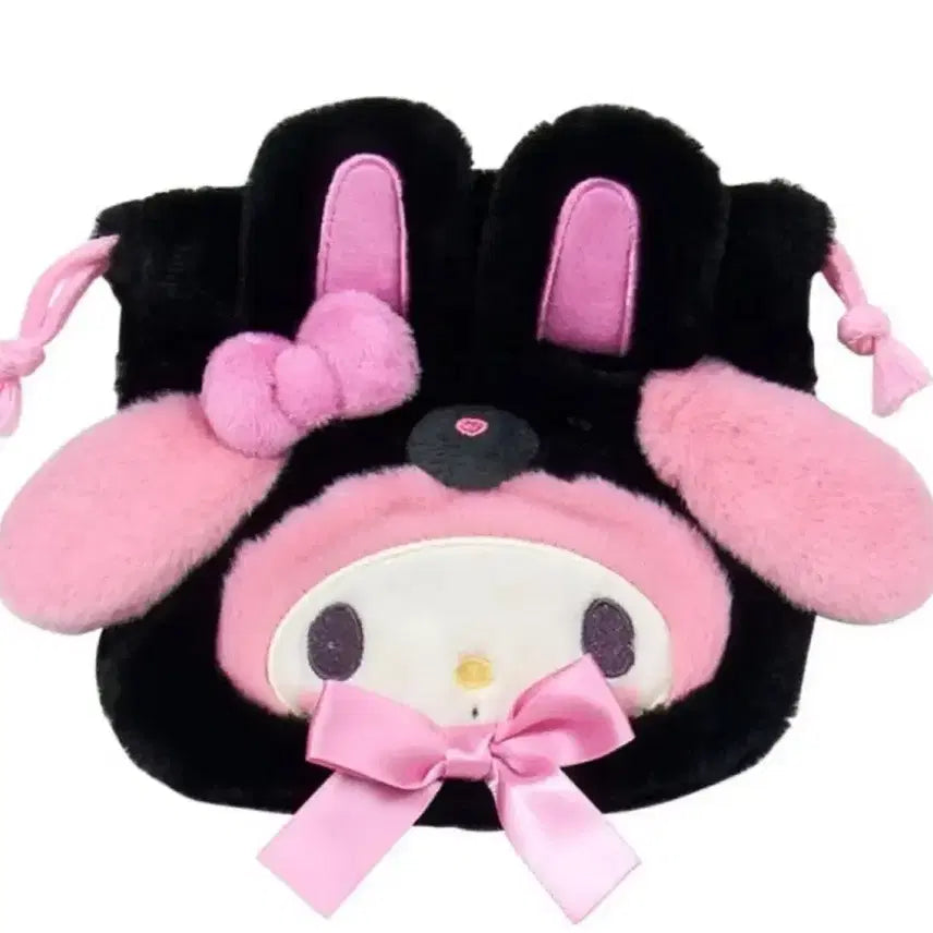[BUNJANG] Sanrio Makuro Animals My Melody Drawstring Pouch / 산리오 마쿠로 애니멀즈 블랙 마이멜로디 복조리 파우치
