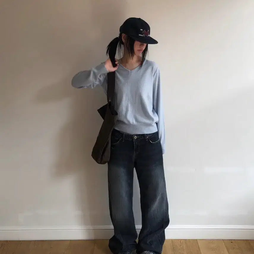 [BUNJANG] Deepmind Low Rise Jeans / 딥마인 로우라이즈 팬츠 (cat wide low jeans)