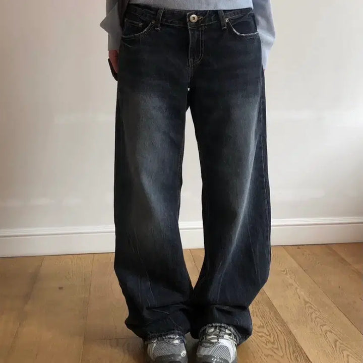 [BUNJANG] Deepmind Low Rise Jeans / 딥마인 로우라이즈 팬츠 (cat wide low jeans)