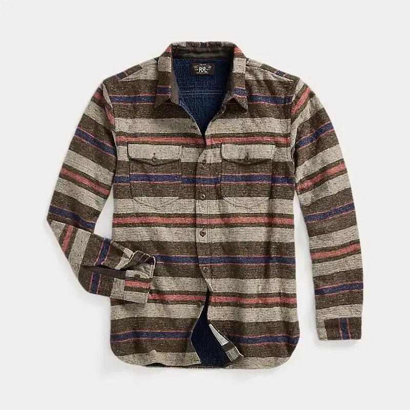 [BUNJANG] RRL Stripe Double Cloth Work Shirt XL / RRL 더블알엘 스트라이프 더블클로스 워크 셔츠 XL