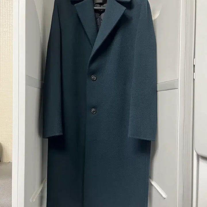[BUNJANG] Time Homme Dark Green Cashmere Semi-Oversized Handmade Coat / 타임옴므 다크그린 캐시미어 세미오버핏 핸드메이드 코트 95사이즈