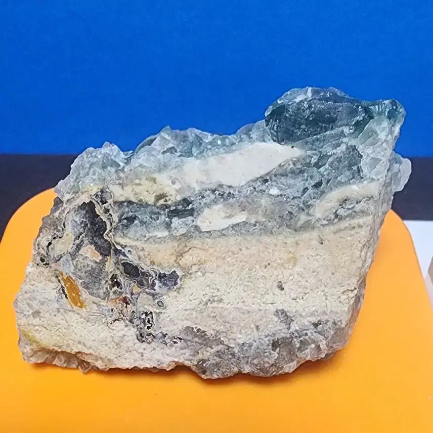 [BUNJANG] Natural Green Fluorite Cluster with Stand / 천연크리스탈 녹색형석 클러스터 원석+받침대