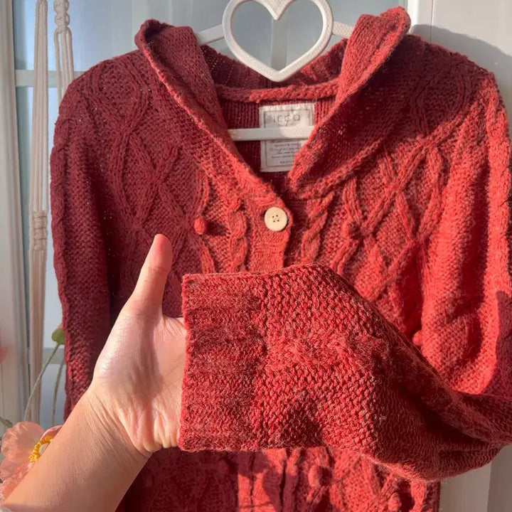 [BUNJANG] Vintage Cable Knit Cardigan / [빈티지] 후드 꽈배기 모리걸 니트가디건 - 옷장정리