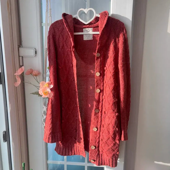 [BUNJANG] Vintage Cable Knit Cardigan / [빈티지] 후드 꽈배기 모리걸 니트가디건 - 옷장정리