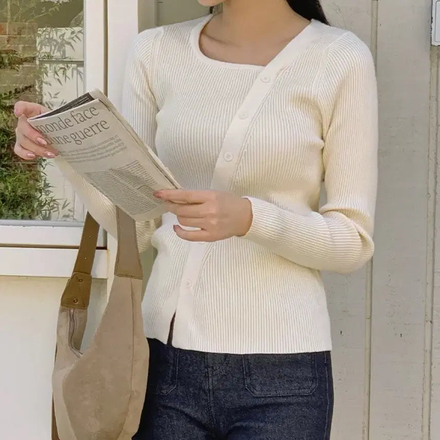 [BUNJANG] Unbranded Ivory Knit Sweater / 봄 니트(새옷) 55사이즈 하객룩 데이트룩