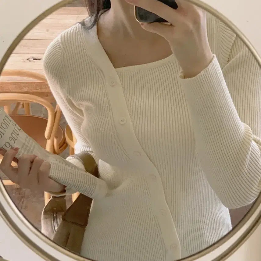 [BUNJANG] Unbranded Ivory Knit Sweater / 봄 니트(새옷) 55사이즈 하객룩 데이트룩