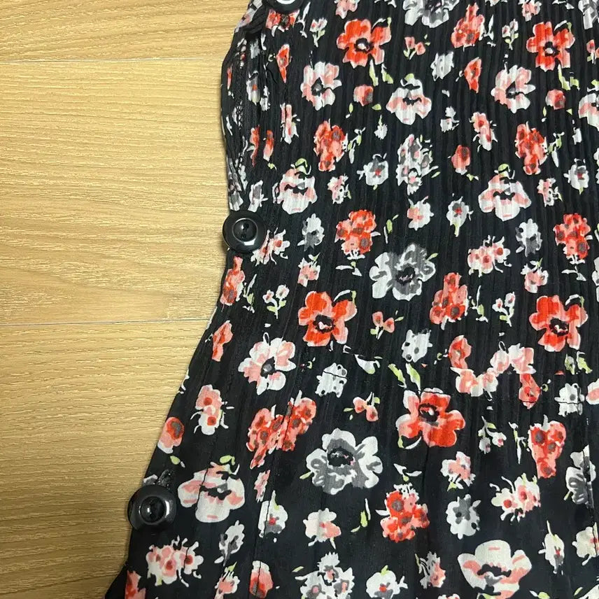 [BUNJANG] Floral Pattern Black Shirred Maxi Dress / 플라워 패턴 블랙 원피스 셔링 FREE 948