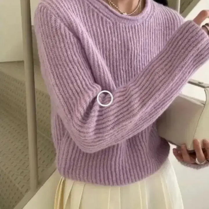 [BUNJANG] Feminique Alpaca Blend Round Knit Sweater / 알파카니트 라운드니트 연보라니트 페미니크 데일리쥬