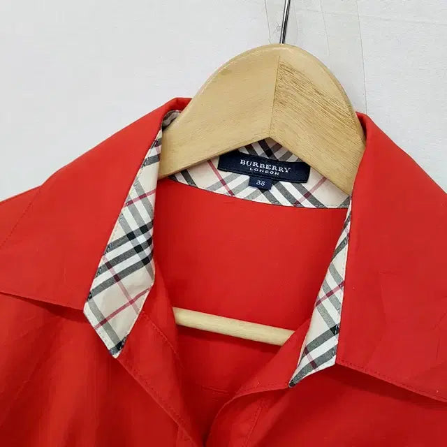 [BUNJANG] Burberry London Shirt Red M / BURBERRY 버버리 런던 스판 셔츠 레드