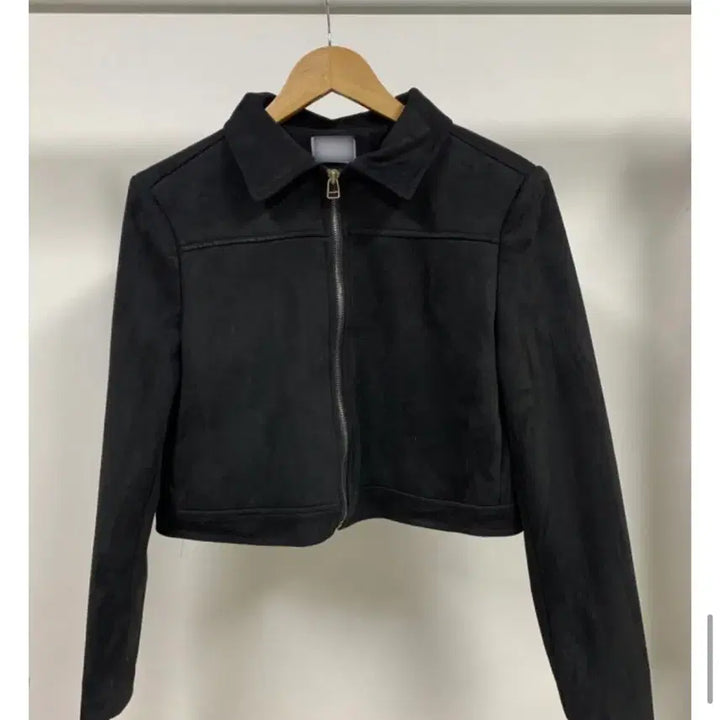 [BUNJANG] Black Suede Crop Jacket / 블랙 스웨이드 크롭 자켓