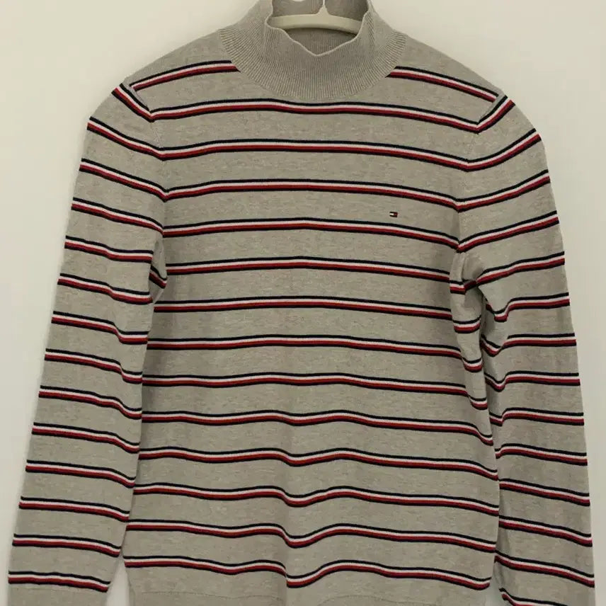 [SOLD OUT] 여성 타미힐피거 스트라이프 터틀넥 면 니트 S (55반까지)