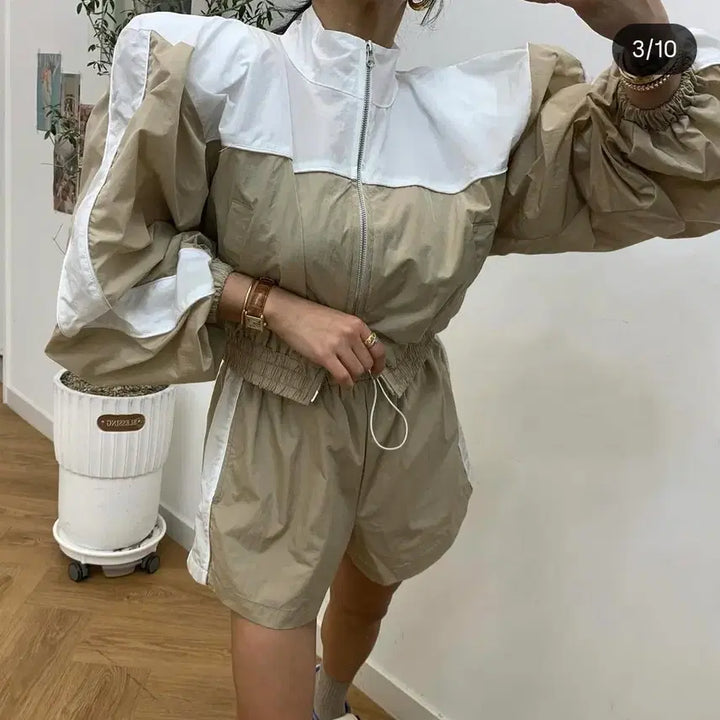 [BUNJANG] Bell201 The First Rib Colorblock Anorak Set / 벨201 더퍼스트 리브 배색 아노락 세트