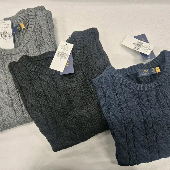 [BUNJANG] Polo Ralph Lauren Cable Knit Sweater / 폴로 랄프로렌 케이블 니트 Navy/블랙/회색