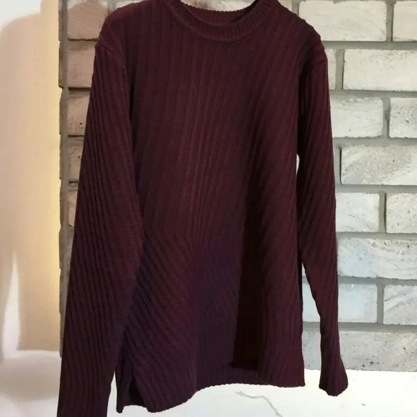 [BUNJANG] Waffle Knit Sweater / 새상품 사선와풀 라운드니트
