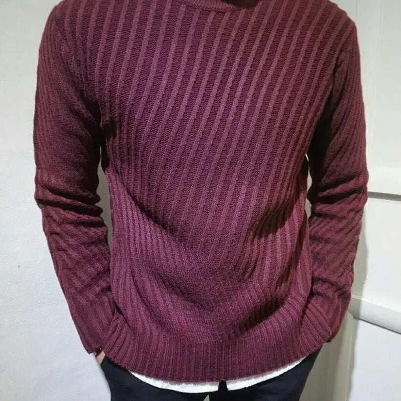 [BUNJANG] Waffle Knit Sweater / 새상품 사선와풀 라운드니트