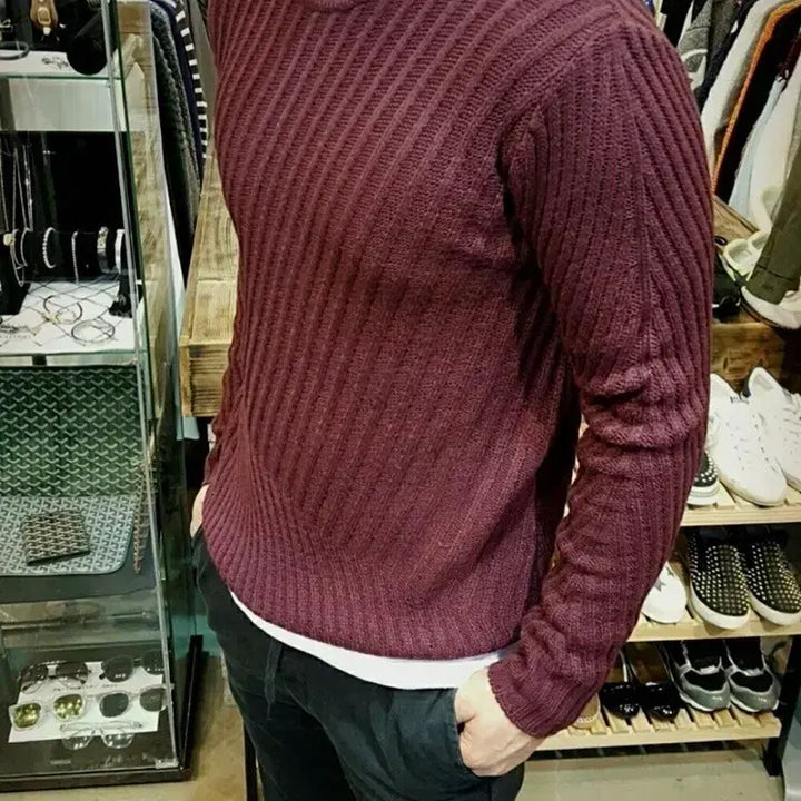 [BUNJANG] Waffle Knit Sweater / 새상품 사선와풀 라운드니트