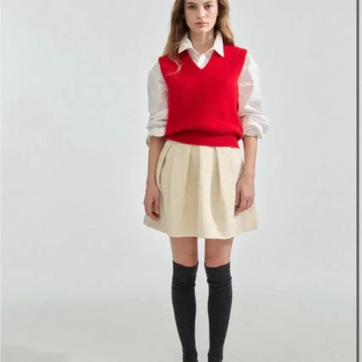[BUNJANG] TheBarnett Tinkey Boucle Skirt Ivory S / 새상품 더바넷 Tinkey boucle skirt 울 스커트 아이보리 S