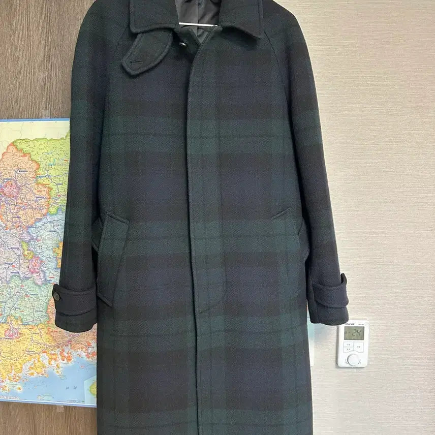 [BUNJANG] Estado Blackwatch Balmacaan Robe Coat - 48 / 에스타도 블랙와치 발마칸 로브 코트 48사이즈