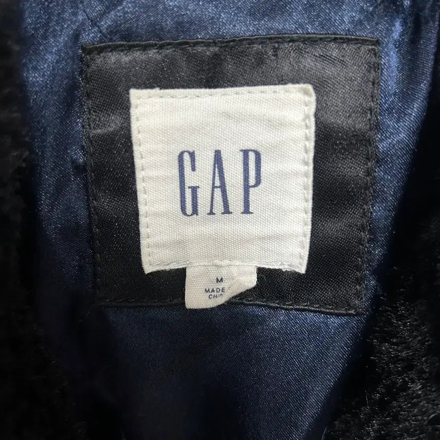 [BUNJANG] Gap Satin Colorblock Bomber Jacket Black / 갭 퍼 칼라 배색 사틴 항공 점퍼 블랙