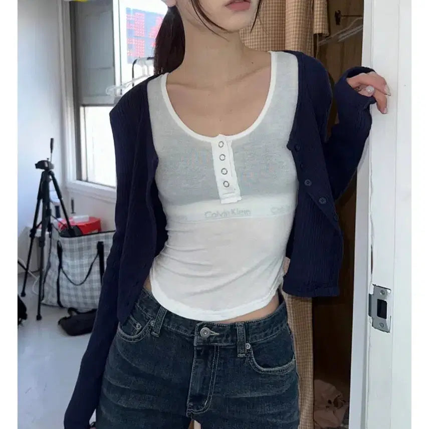 [BUNJANG] Satomi Radio Tencel Snap Top / 사토미라디오 Tencel snap top 아이보리