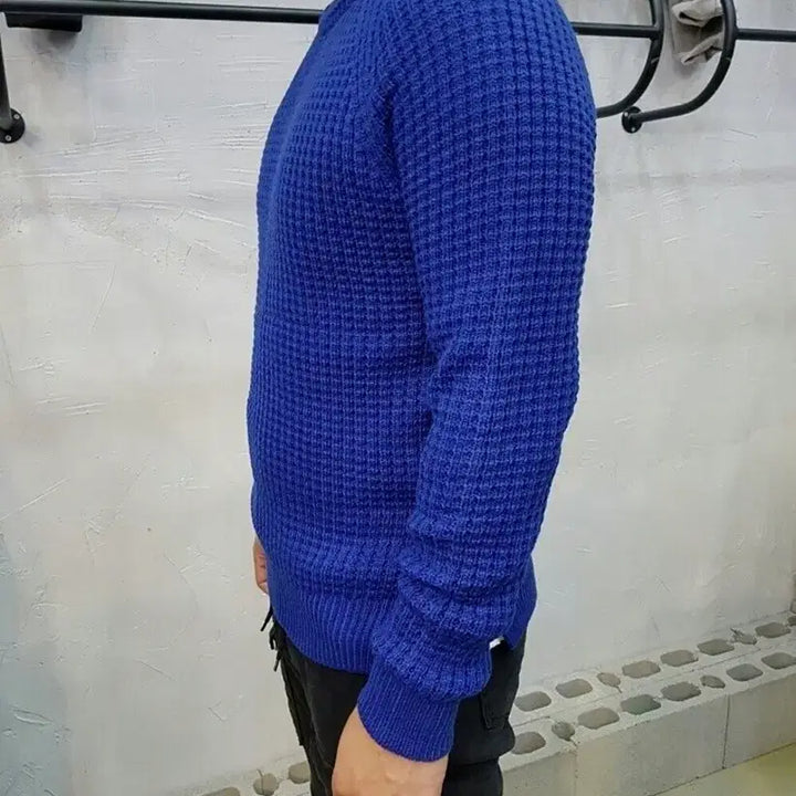 [BUNJANG] Waffle Knit Sweater / 새상품 와풀 사선 라운드니트
